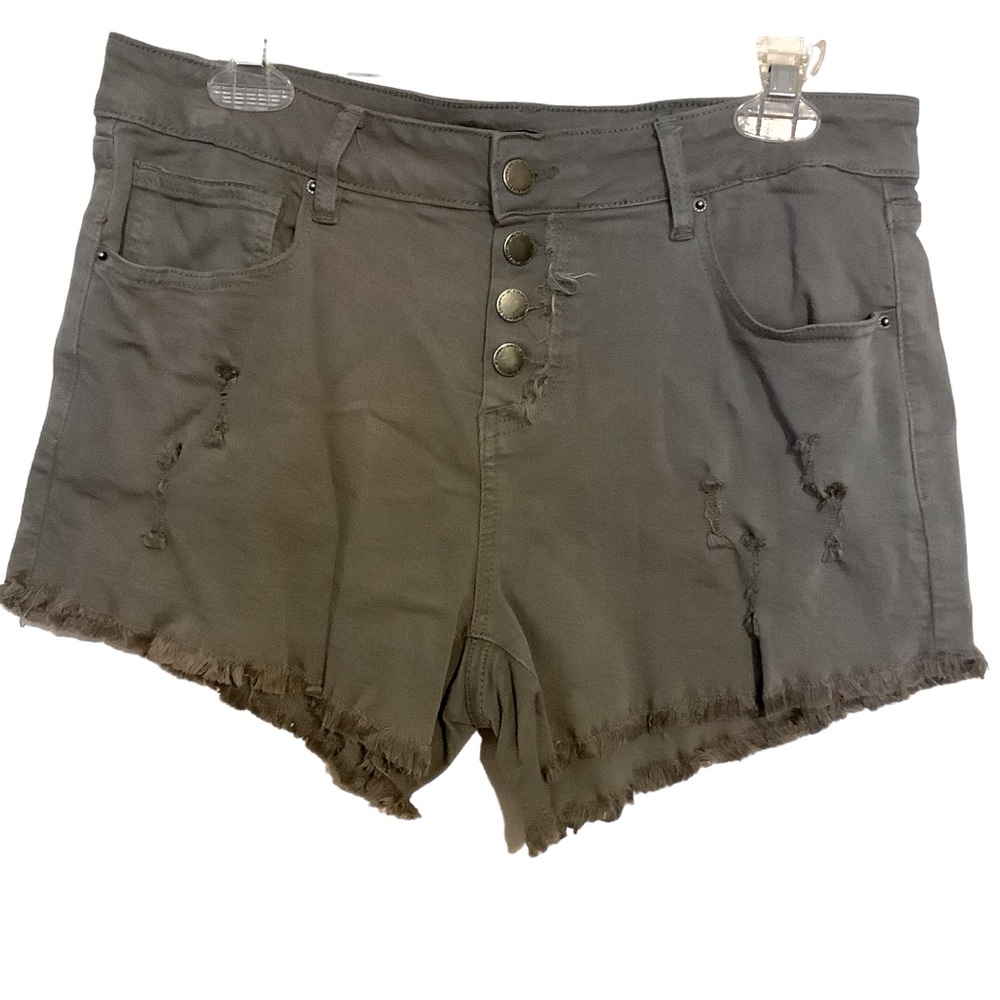 Angel Kiss Juniors Distressed Shorts. Army Green. Like New Condition. Size 13
